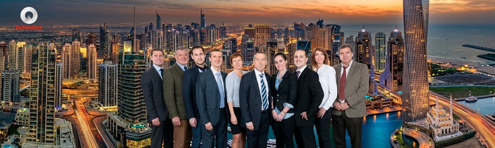 Équipe corporate, panoramique Dubaï