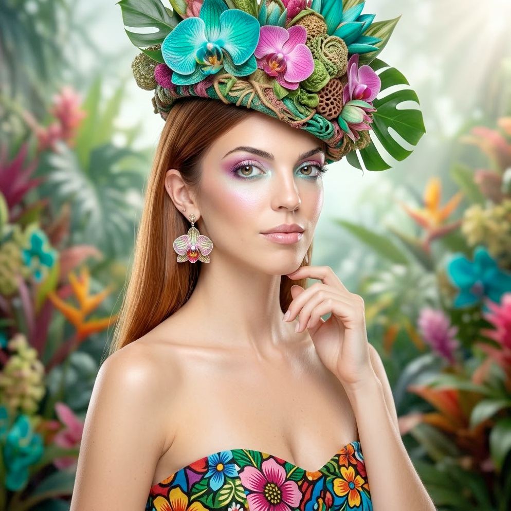 Portrait à la coiffe florale